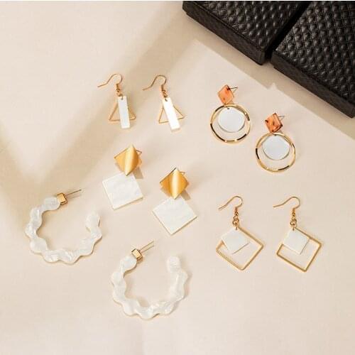 X&P 2020 Korean Statement Earrings Geometric Acrylic Drop Earrings for Women Fashion Design Lightweight Beautiful Summer Jewelry