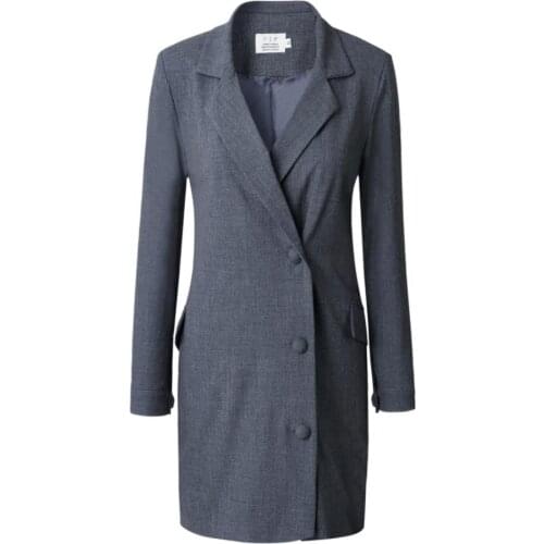 2021 Spring new ladies temperament OL commuter notched collar slim single breasted pencil dress