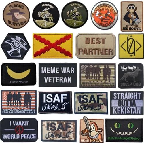 1 Pc 3D Embroidered Commando Military Combat Tactics Hook and Loop Army Fan Outdoor Sports Backpack Hat Applique Clothing DIY