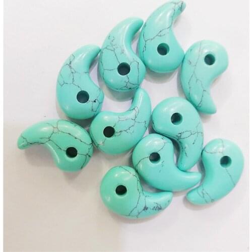 10 Pcs 23x16x7mm Light Blue Turquoise Magatama Hand-Carved DIY Necklace Jewelry Making Reiki Healing Pendant Bead