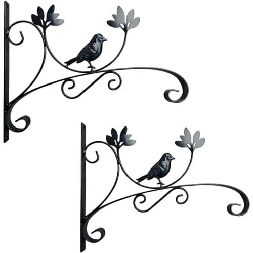 2PCS Wall Mount Hanging Hook Metal Indoor Outdoor Decorative Hanger for Hanging Plant Flower Basket Pot Bird Feeder