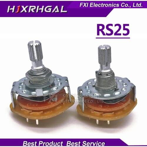 2PCS RS25 Band switch 2P4T 2P5T 2P6T 3P3T 3P4T Mount Rotary Switch Selector Band Pole Position Knob Switch Band Switches