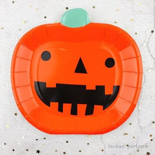 2021 Halloween Horror Fright Party Decoration Plate Pumpkin Smiley Shaped Dessert Plate