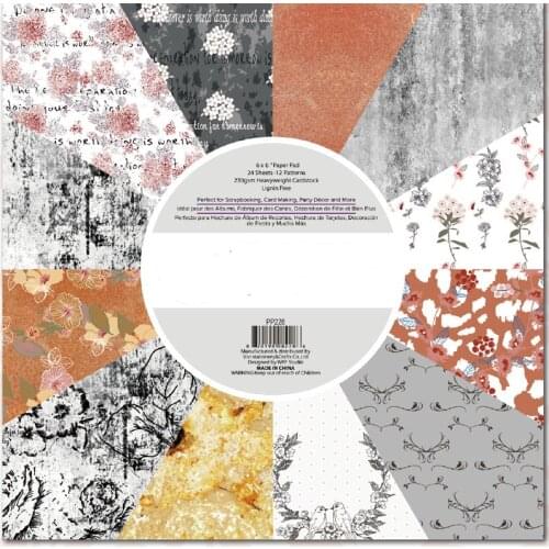 24 sheets 6"X6" 230gsm Grey Tomorrow Foil patterned paper Pad Scrapbook pack handmade paper craft Background pad Alinacraft