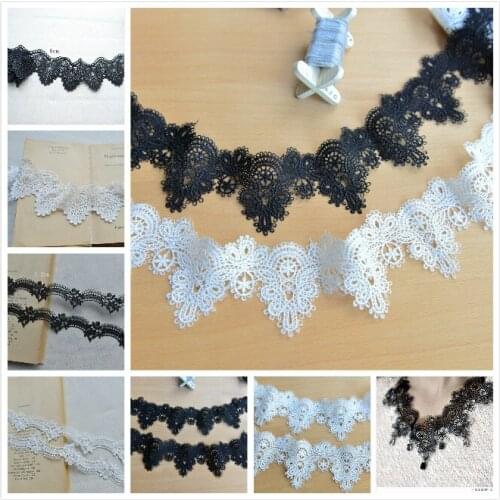 5Yard Black white silk water soluble lace fabric lace trim Bridal Necklace with clothes doll wedding dress accessories