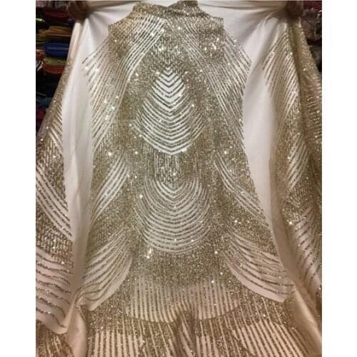 5 yards new bzh0011 black/champagne/nude gold color glued sparkle glitter mesh tulle lace fabric for sawing /evening dress