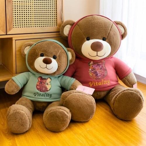 50/60cm Creative New Sequined Sweater Bear Plush Stuffed Toys Cartoon Couple Bear Doll Children Birthday Gift for a Good Friend