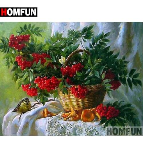 HOMFUN Diamond Painting Cross Stitch Pattern 5D Diamond Embroidery "Bird cherry scenery" Home Decor DIY diamond Art A27145