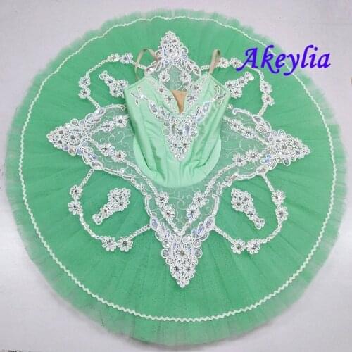 Professional Ballet Tutu women mint green Silver Classical Pancake Tutu yellow Ballerina Stage Performance Costume For girls