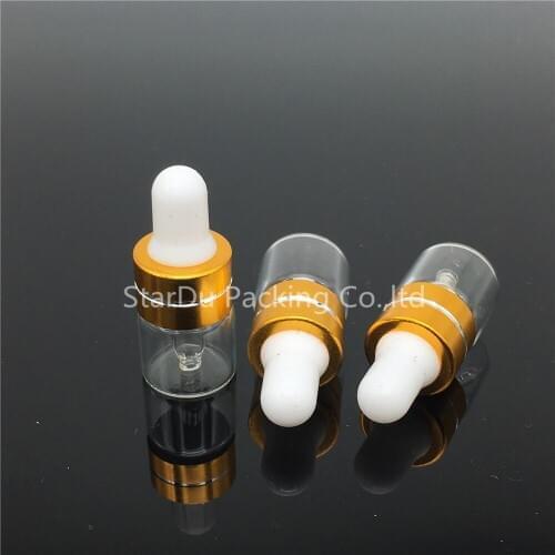 Free Shipping 100PCS 1ML Small Clear Glass Dropper Bottle 1cc Mini Glass Vial With Pipette Dropper, Glass Bottle