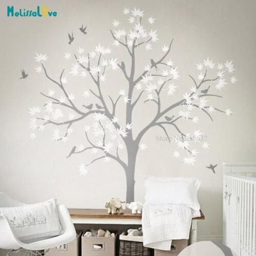 Large nursery wall decoration DIY Huge Tree Wall Decals Bird Stickers Decal For Baby Room BB028