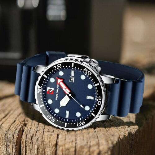 BENNEVIS Mens Quartz Watch 2021 Fashion Silicone Strap Multifunctional Waterproof Wristwatch Top Brand Luxury Wristwatches Men