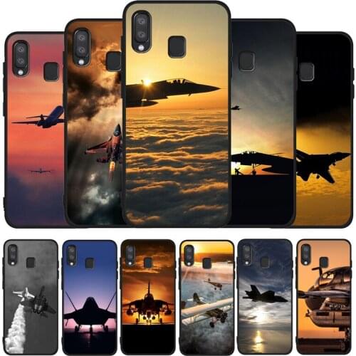 Airplane Sunrise aircraft plane black Case For Samsung A10 20 30 40 50 30S 50S 60 70 M10 M30S M40 A31 51 71 A20E A10E A21S