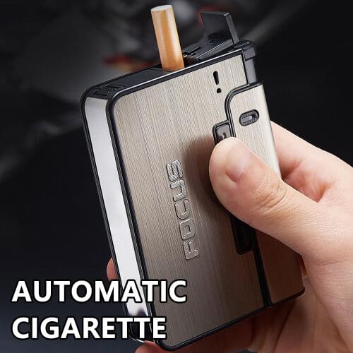 Portable Automatic Cigarette Case Metal Cigarette Boxes 10PCS Cigarette Holder Case Not Lighter Gadget For Men Christmas Gifts