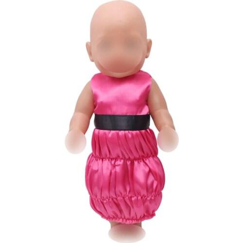 43 cm baby dolls Dress newborn Magenta evening gown Baby toys skirt fit American 18 inch Girls doll f352