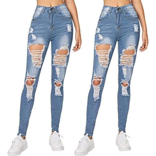 Holed jeans, loose jeans, 2021 new high thin spring leggings, versatile fashion pants джинсы для девушек SAGACE 2021