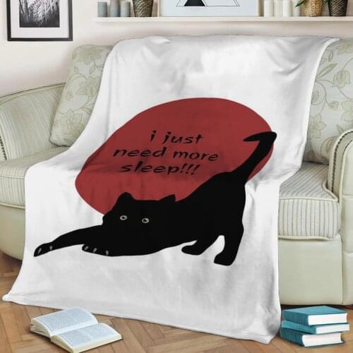 Black Cat Flannel Throw Blanket 3D Printed Keep Warm Sofa Child Blanket Home Decor Textiles Dream Family Gift