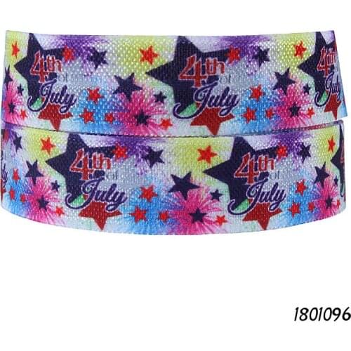 FLRA FOEJuly. 4th celebrate beautiful stars printed fold over elastic for wholesale