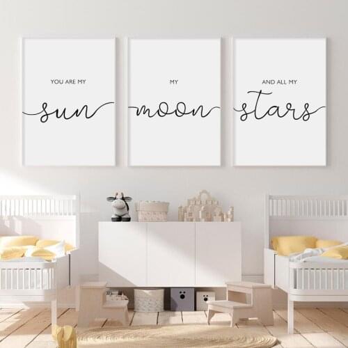 You Are My Sun My Moon and All My Stars Above Bed Canvas Paintings Poster Wall Art Poster Prints Pictures Bedroom Decoration