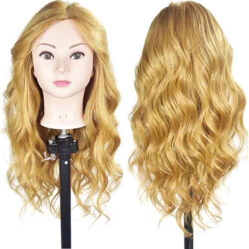 65CM 60% Animal Hair Mannequin Head with Clamp Holder Hairdressing Practice Training Head Hair Dummy Head Styling Tools