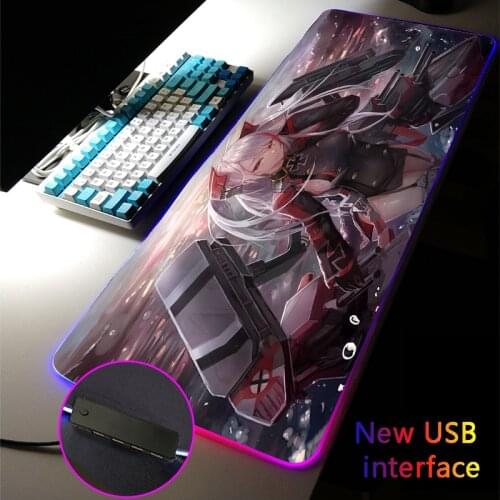 Anime Cool Girl RGB Mouse Pad USB Hub Azur Lane Gamers MousePad Four USB Docking Dock Typec Interface Multi-interface Desk Mat