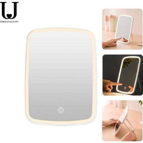 Jordan Judy LED Makeup Mirror 3-Color Temperature Lights Touch-Sensitiver Control Foldable Adjustable Angle USB Rechargeable