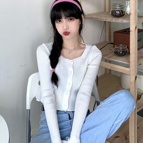 Women Knit Cardigan Single Breasted Outwear Fashion Casual Solid Color Long-sleeved Thin Sweater New