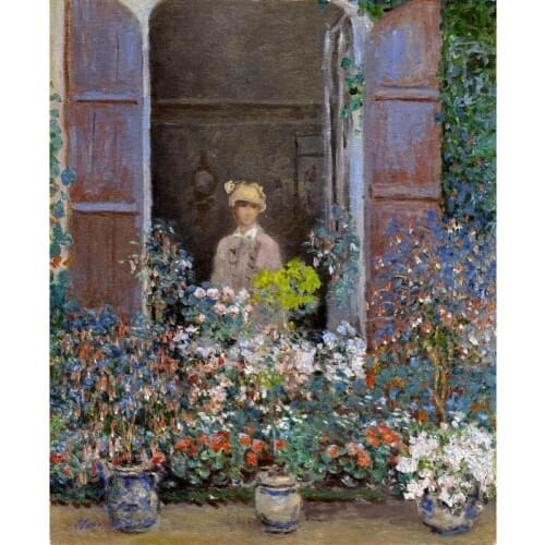 Hand Painted Oil paintings Claude Monet Canvas art Camille Monet at the Window, Argentuile High quality home decor