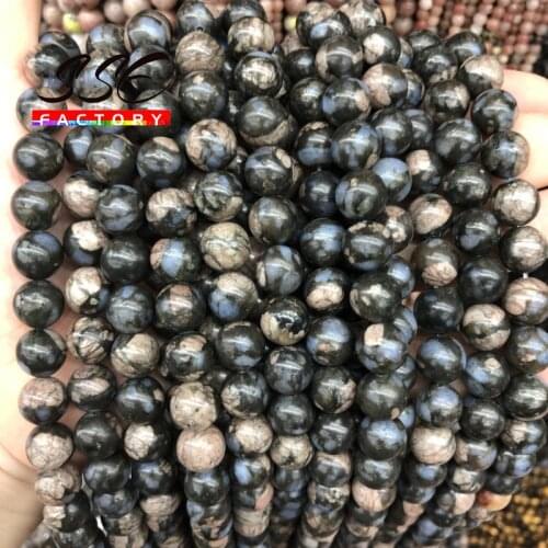 Natural Blue Glaucophane Loose Round Stone Beads For Jewelry Making DIY Bracelet Womens Necklace Accessories 6 8 10mm 15 Inches