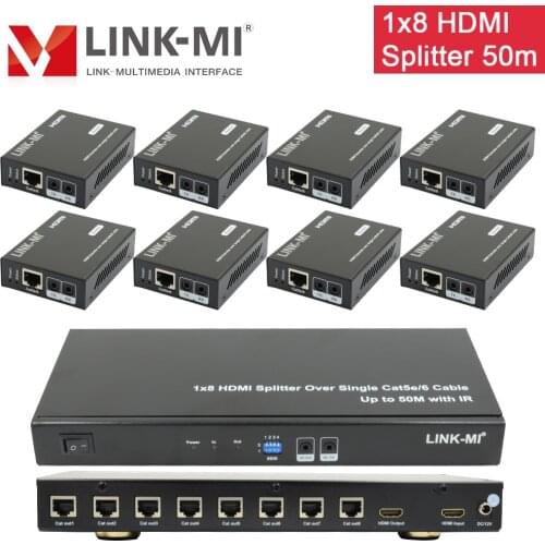 LINK-MI 1x8 HDMI Splitter Over Single Cat5e/6 cable 50M transmit with IR Support 3D 1080P DIP switch for EDID setting