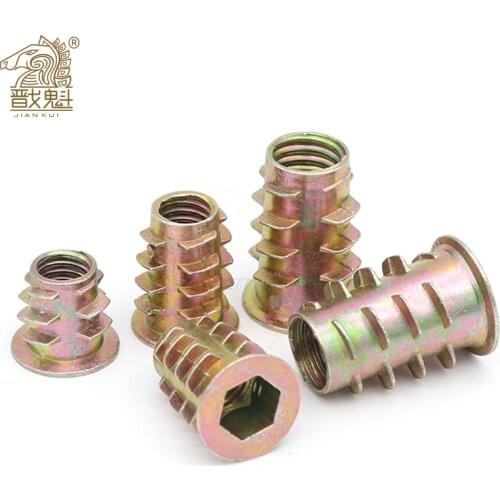 10X M4 M5 M6 M8 Metal Hexagon Hex Socket Head Embedded Insert Nut E-Nut for Wood Furniture Inside and Outside Thread Zinc-alloy