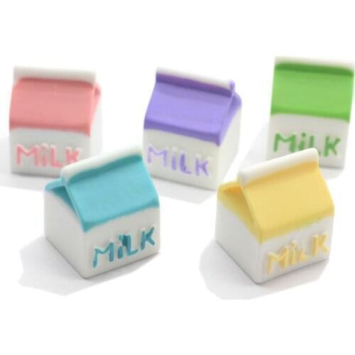 Miniature 3D Milk Box Resin Cabochon Kawaii Simulation Food DIY Scrapbooking Dollhouse Toy Accessories