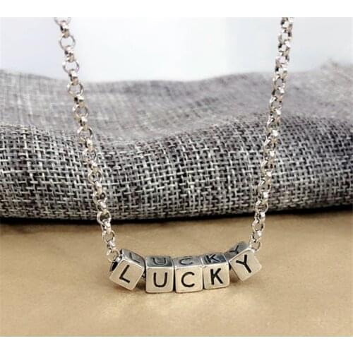 Miuoxion Retro Square Letter Lucky Necklace Fashion Personality Punk Party Jewelry For Women Feature Nmour Charm Gift All Season