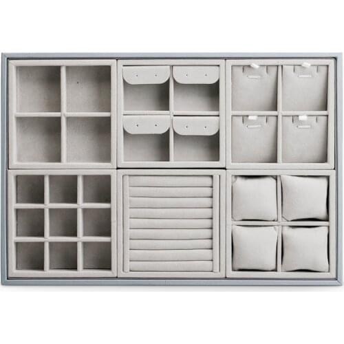 Fanxi Velvet Jewelry tray Grey jewelry Display Necklace Ring Bracelet Display Tray Storage Showcase Jewelry Organizer Tray