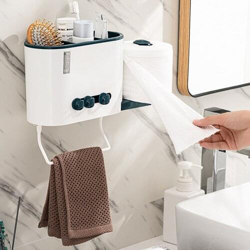 Fashion Bathroom Storage Rack Cosmetics Toothpaste Toothbrush Toilet Paper Holder Non-Perforated Towel Facial Cleanser Box