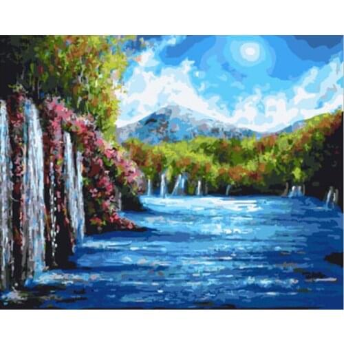 DRAWJOY Landscape Framed Painting By Numbers Wall Art DIY Canvas Oil Painting Home Decor For Living Room 40*50cm