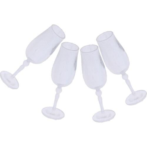 Pack of 4 Pieces Miniature Wine Glass Cup Goblet Tableware for Dollhouse Kitchen Decor Accessory
