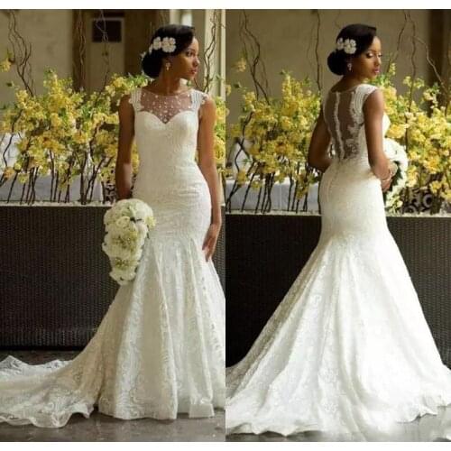 2021 summer new European and American Style Lace fishtail light wedding dress simple Mori slim wedding dress
