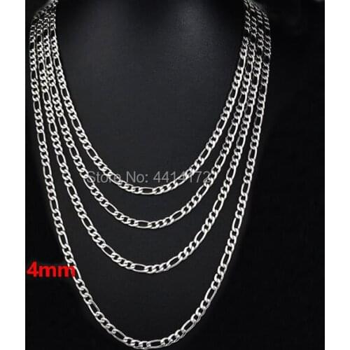 Free shipping 4mm NK 3:1 silver color tone stainless steel necklaces Figaro chains women mens fashion Jewelry wholesale 20pcs