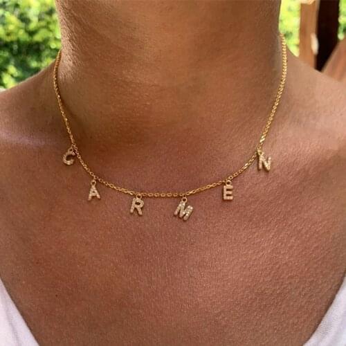 Custom Name Letter Necklaces for Women Girl DIY A-Z Initial Pendant Necklaces Gold Choker Accessories Personalized Jewelry Gift