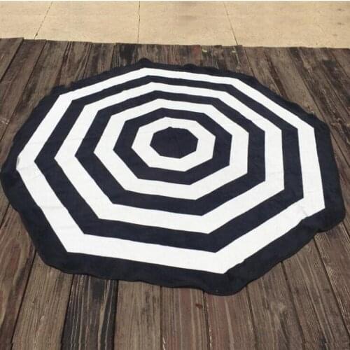 1pc Black White Beach Towel Looped Pure Cotton Terry Bath Towel Pool Swimming Wrap Towel Diameter 150cm