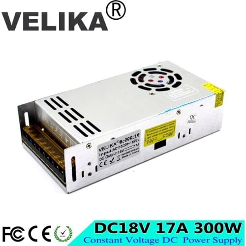 Adjustable power supply DC18V 17A 300W Switching Switch Led Driver Transformer 110V 220V AC-DC 18V USP For CNC CCTV Motor Strip
