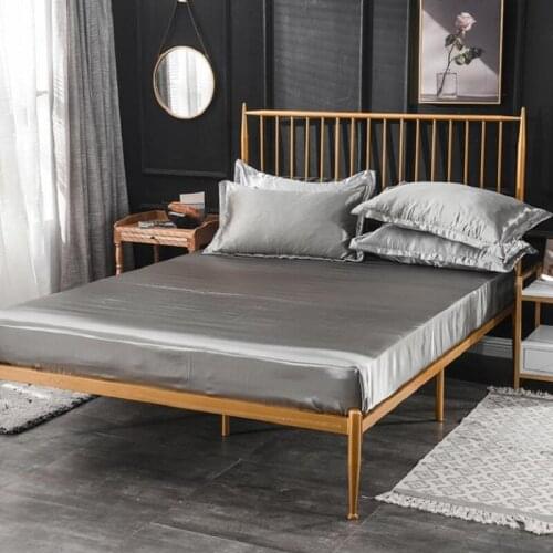 Luxury style summer New ice silk Bed mattress Solid color bed sheet Bedding supplies 180x200cm size Breathable fitted sheet