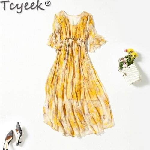 Silk 200% Summer Dress for Women Floral Beach Dress Female Elegant Long Dresses Korean Fashion Vestido De Mujer Gxy2