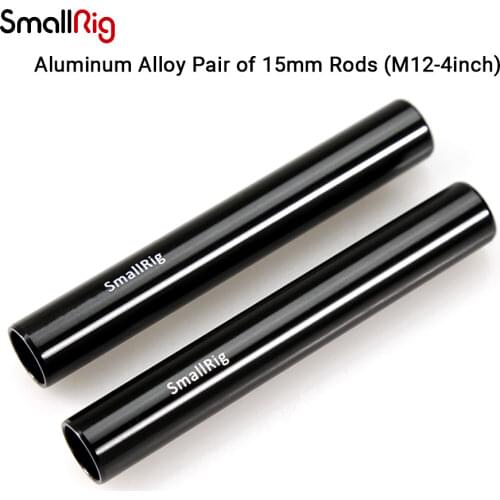 SmallRig 10cm 4 Inch Aluminum Alloy 15mm Rod Camera Rail Rod for DSLR Camera Rig 15mm System Rail 2 Pcs Set-1049