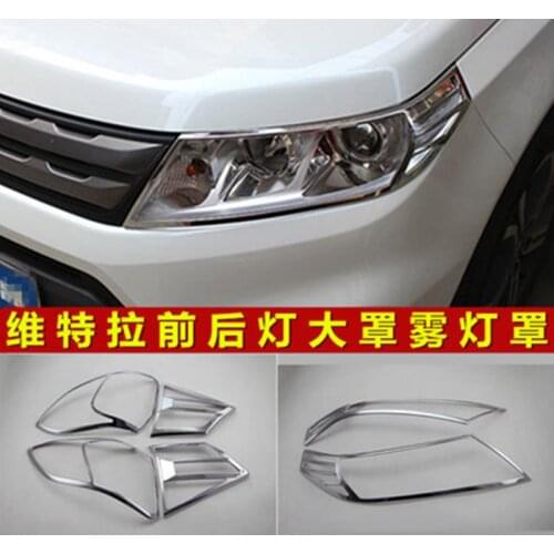 Car Styling For Suzuki Vitara 2015-2020 ABS Chrome Front headlight Lamp Cover trim Rear headlight Lamp Cover trim