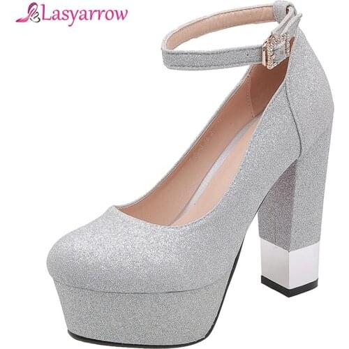 Lasyarrow Ultra High Heels Platform New Sexy Spring Autumn Womens shoes Thick heels Pumps Buckle Fashion Shoes Women J954