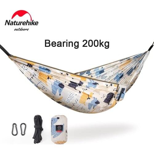 Naturehike Camping Hammock 240T Ultralight Widened Anti-rollover Printed Hammock Leisure Outdoor Garden Break Bearing 200kg