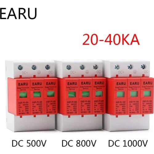SPD 3P DC 500V 800V 1000V 20~40KA Surge Protective Device House Photovoltaic PV Solar System Arrester Surge Lightning Protector