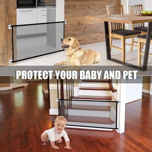Dog Gate Safety Enclosure Dog Fences Child Safety Barrier Home Portable Pet Dog Gate Ingenious Mesh Pet Barrier Pet supplies